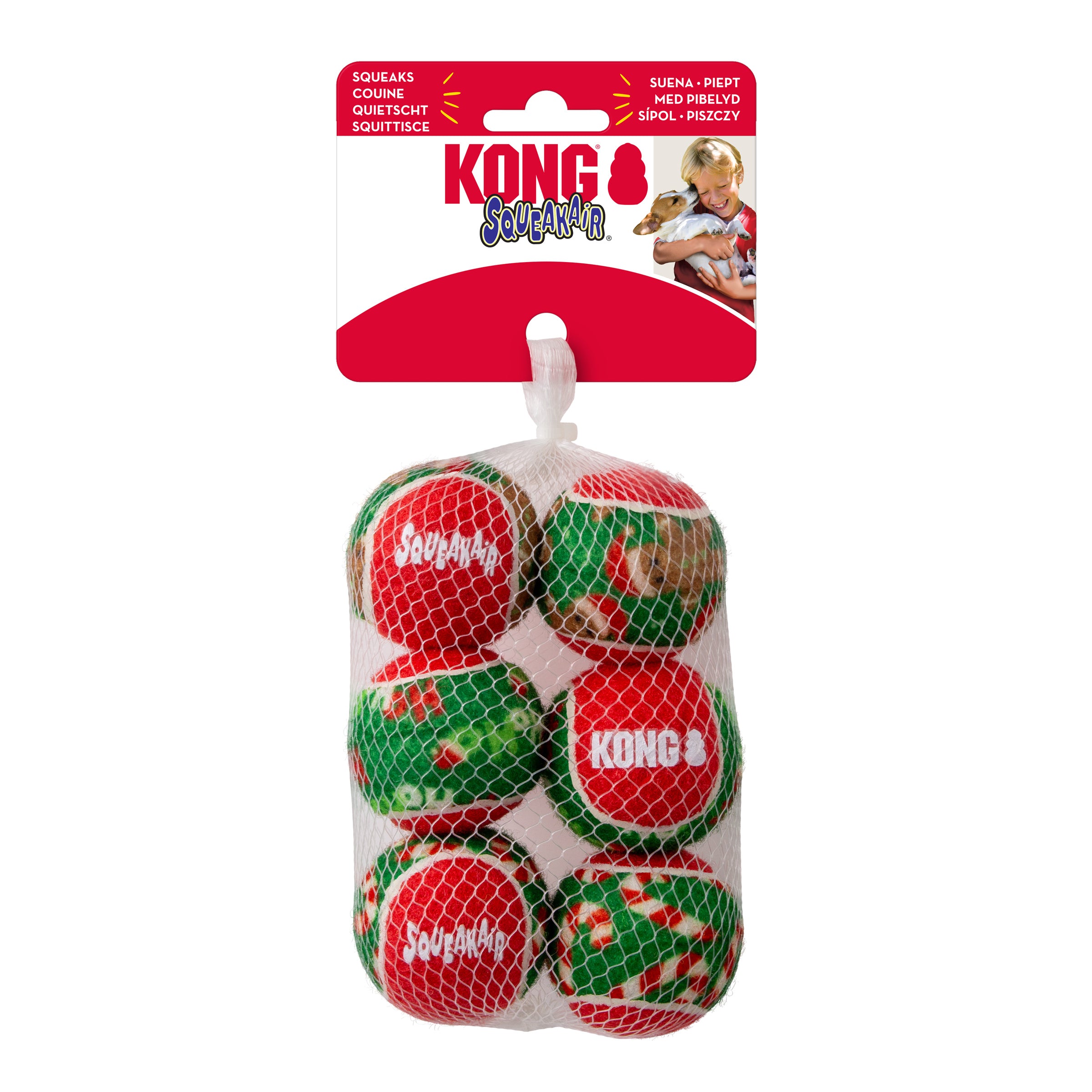 KONG Holiday SqueakAir Balls 6pk