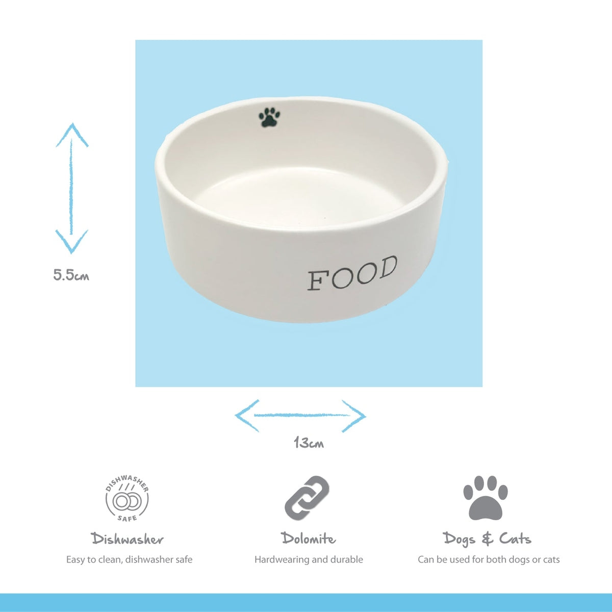 Happy Pet Paw Print Food Pet Bowl 13cm