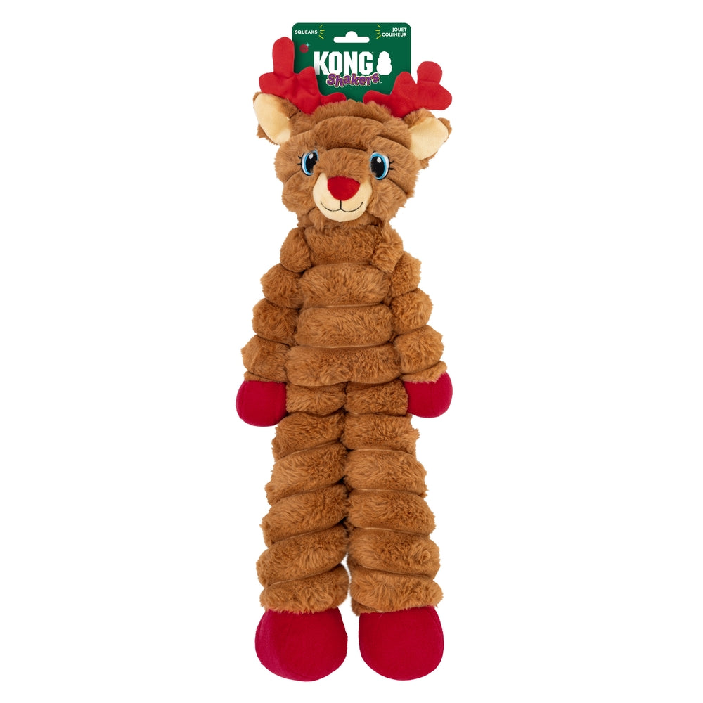 KONG Holiday Shakers Crumples Reindeer Red