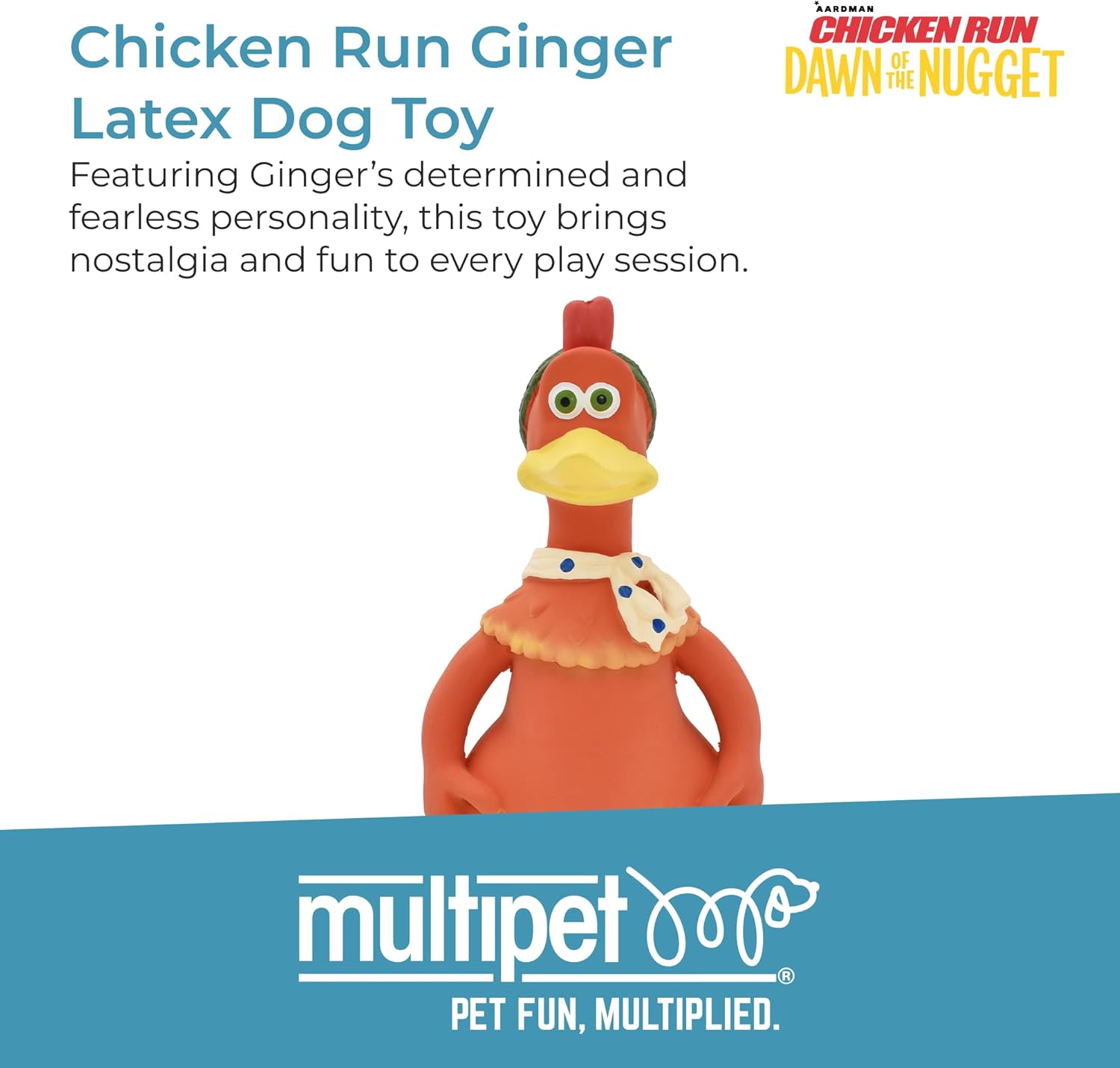 Multipet Chicken Run Ginger Latex Dog Toy | Durable Squeaky Rubber Toy