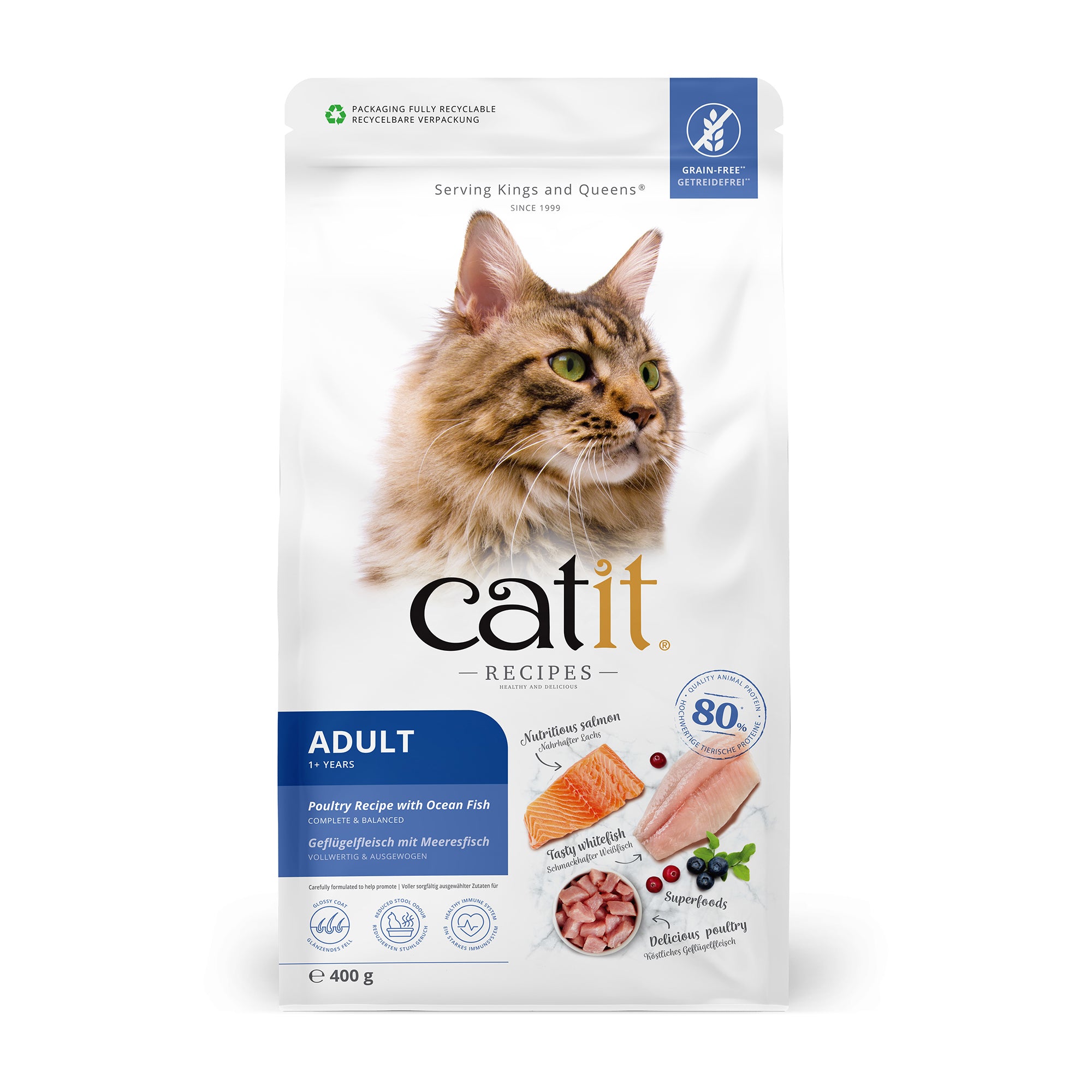 Catit Recipes Adult Poultry with Ocean Fish Dry Cat Food 400g/2kg