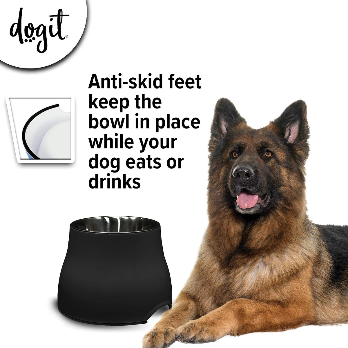 Dogit Elevated Dog Dish Bowl Black Large 900ml