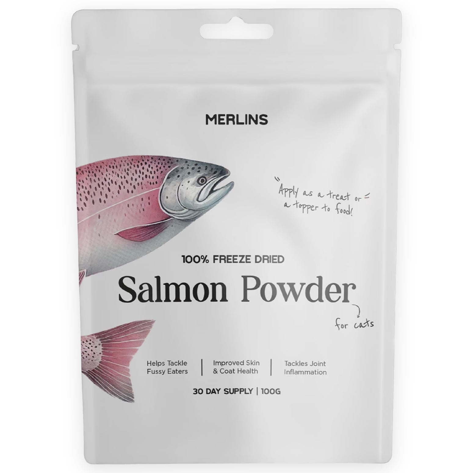 Merlins 100% Freeze Dried Salmon Powder for Cats & Dogs – 100g