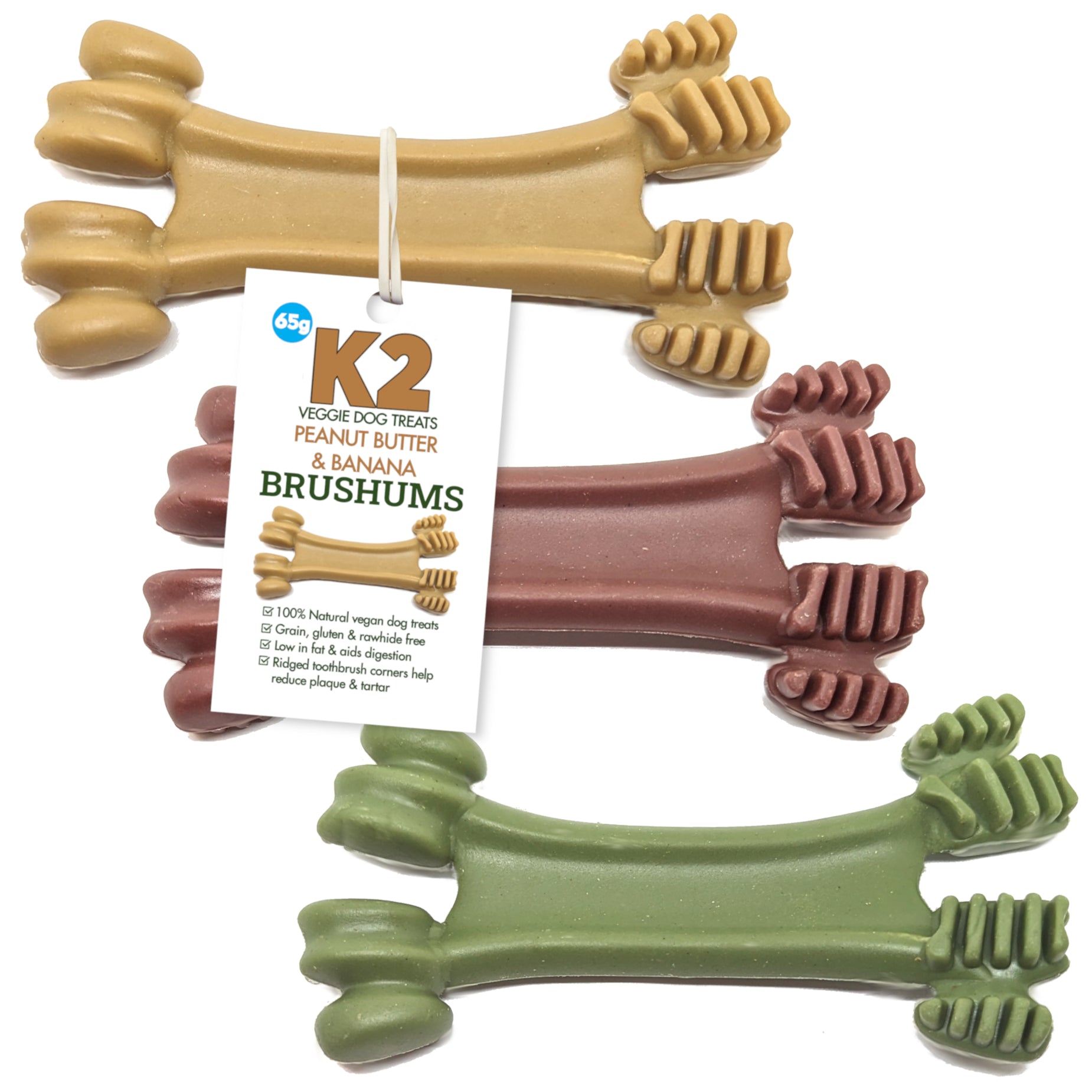 K2 Veggie Dog Treats Brushums Spinach & Apple 65g