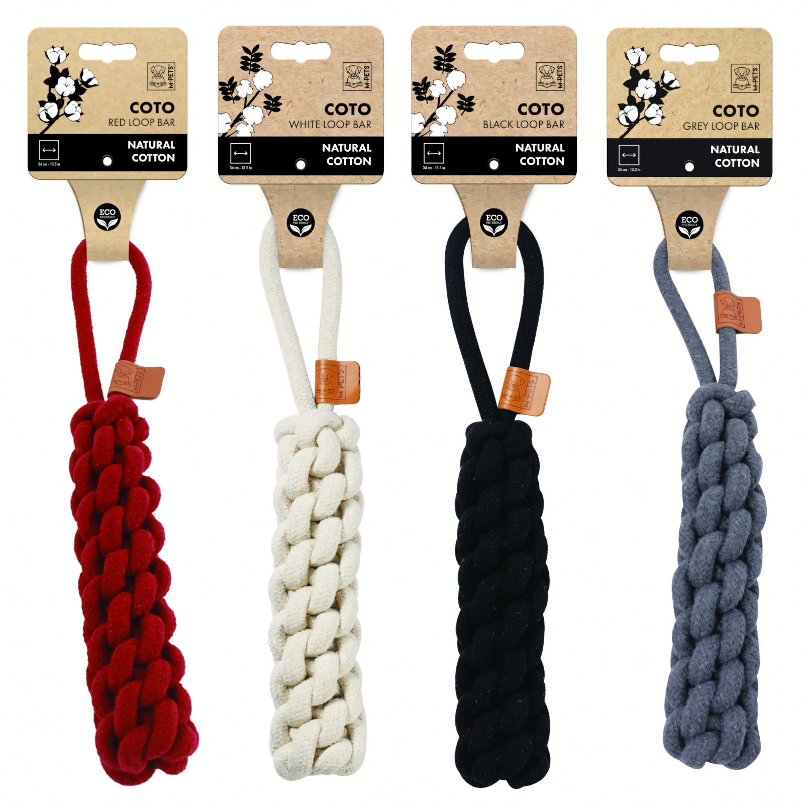M-PETS Coto Loop Bar Natural Cotton Rope Dog Toy – 34cm