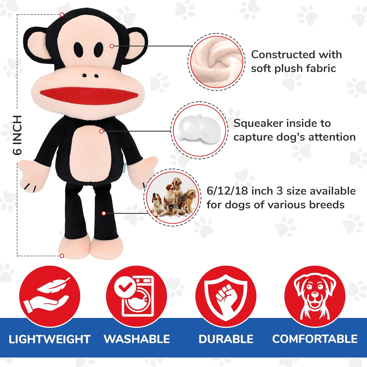 Paul Frank Julius the Monkey Soft Plush Dog Toy 3 Sizes