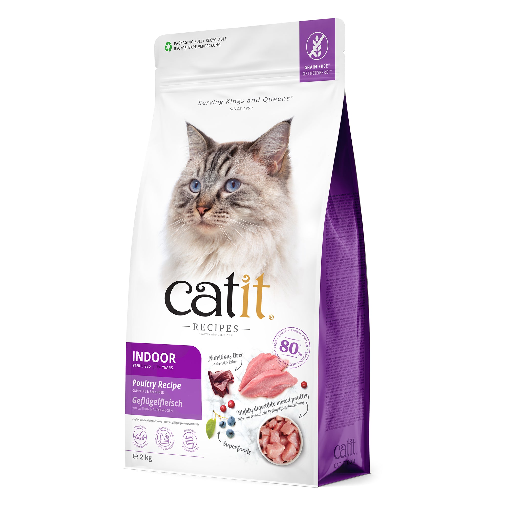 Catit Recipes Indoor Sterilised Poultry Dry Cat Food 400g/2kg