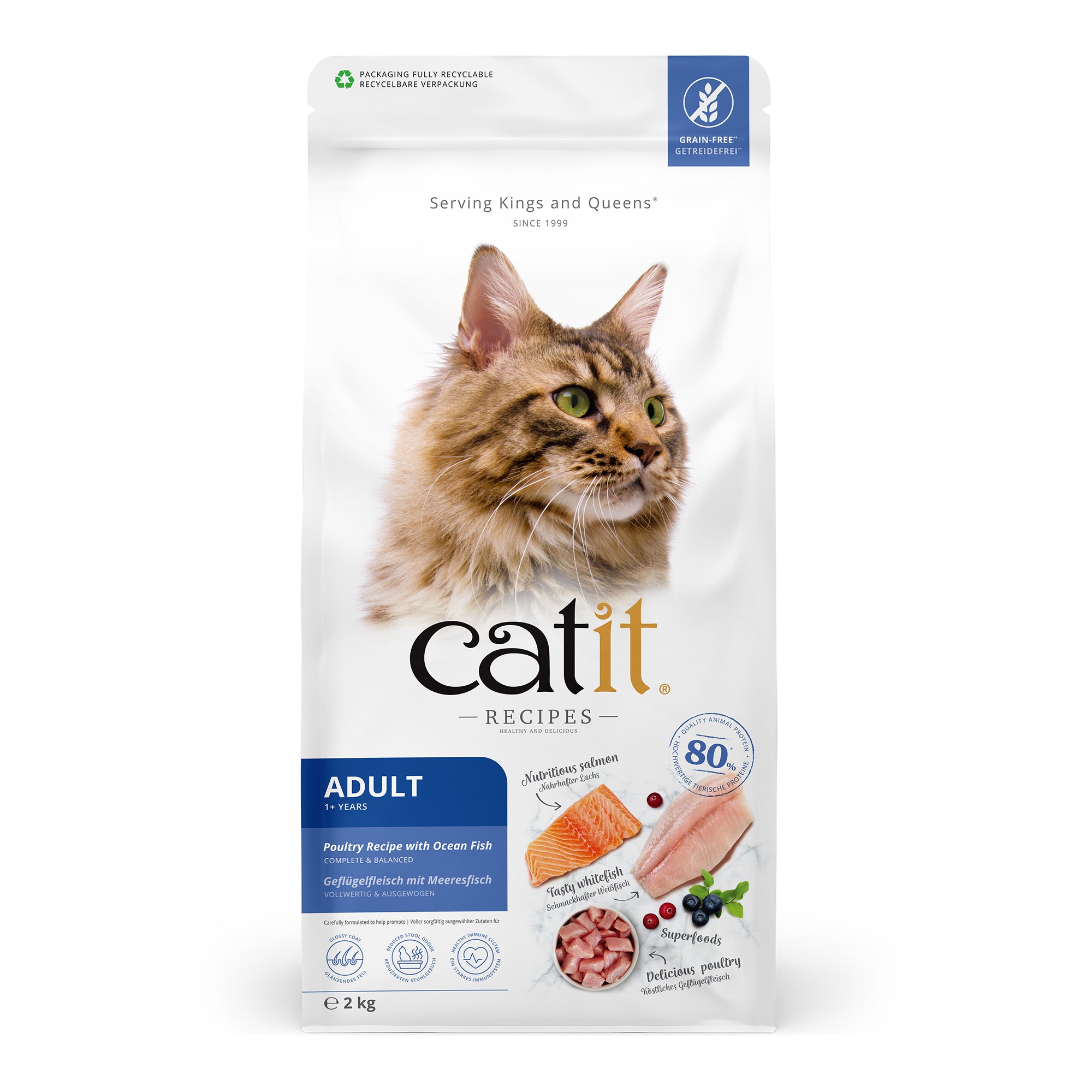 Catit Recipes Adult Poultry with Ocean Fish Dry Cat Food 400g/2kg