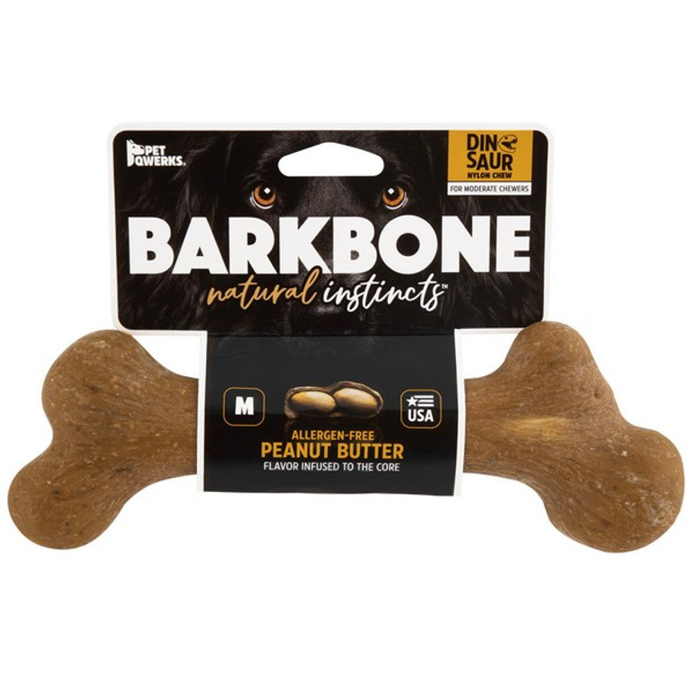 Pet Qwerks Dinosaur BarkBones Peanut Butter Nylon Tough Dog Toys 3 Sizes