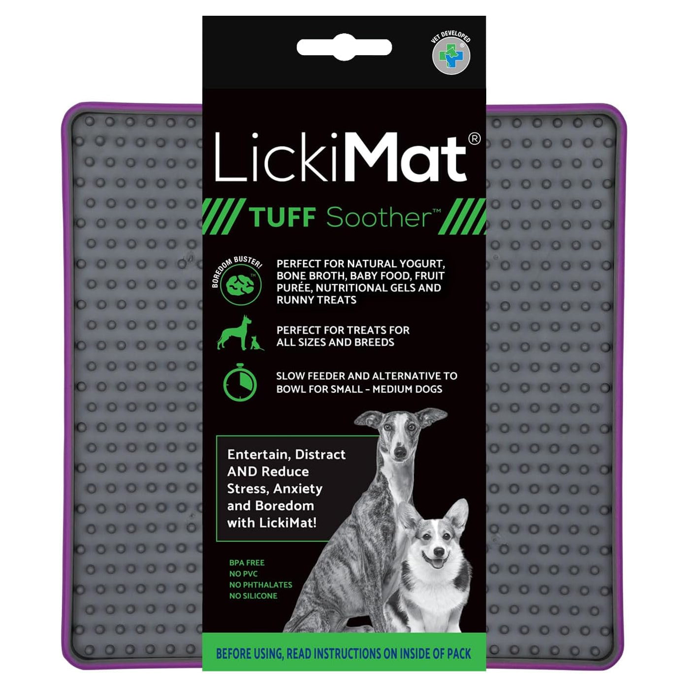 LickiMat Dog Lick Mats Slow Feeders Tuff Soother 4 Colours