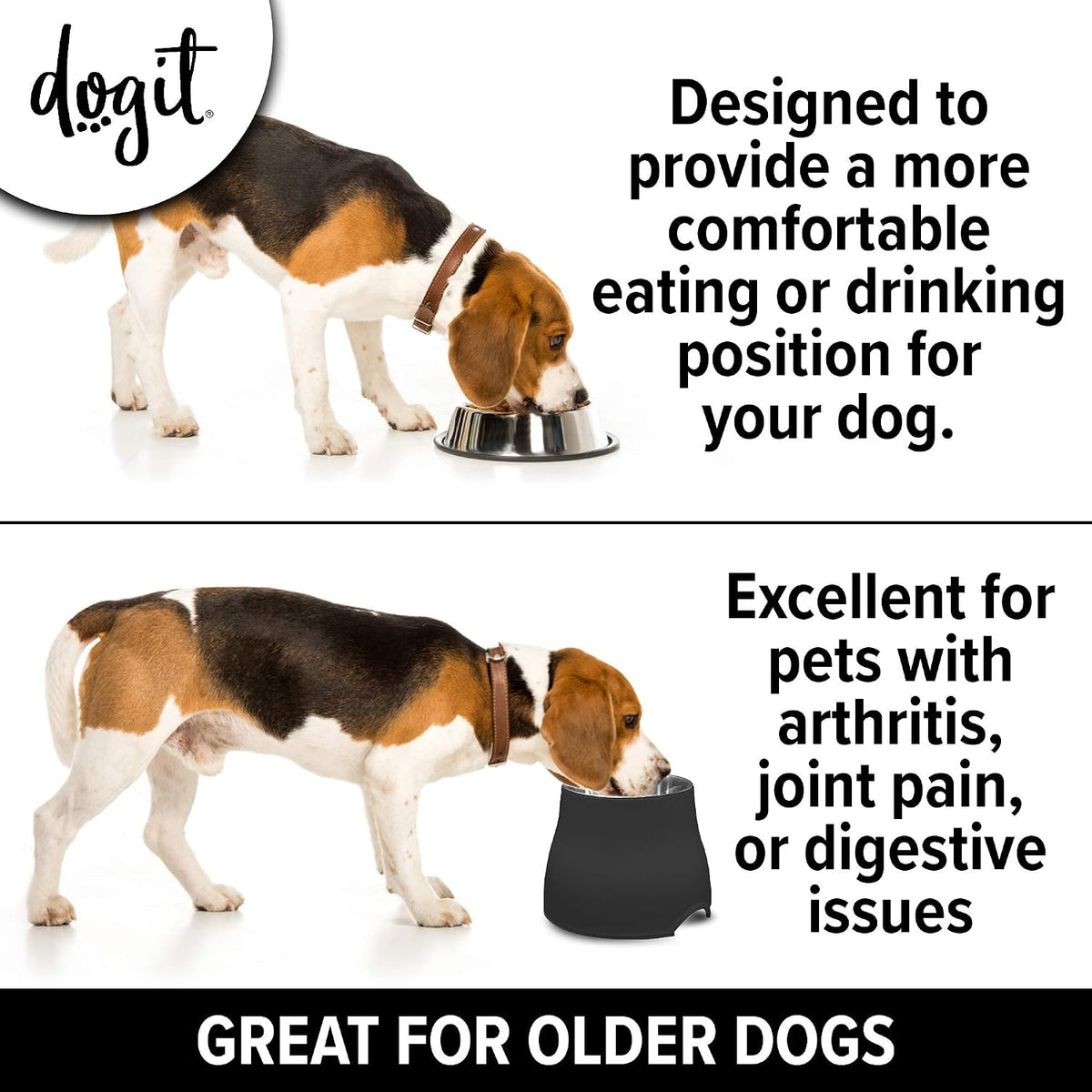 Dogit Elevated Dog Dish Bowl Black Large 900ml