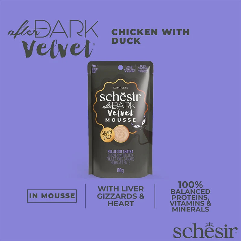 Schesir After Dark Velvet Mousse Adult Cat Chicken & Duck 12 x 80g