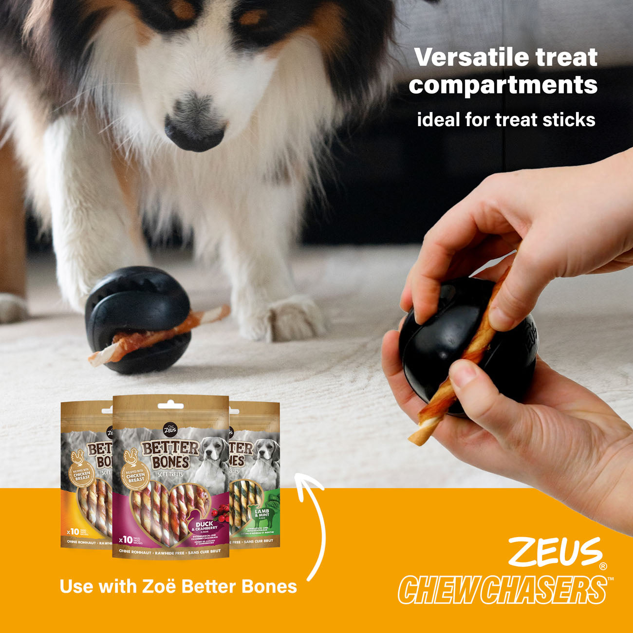 Zeus ChewChasers Dog Toys Treat Ball