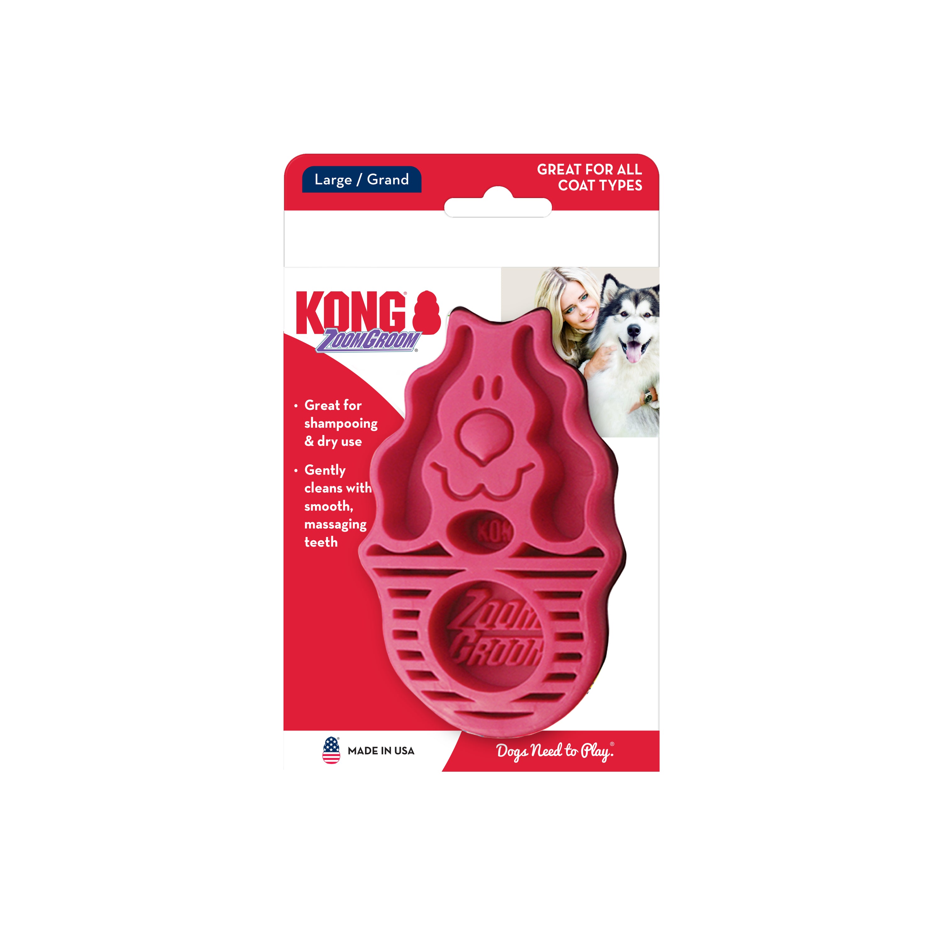 KONG ZoomGroom Raspberry