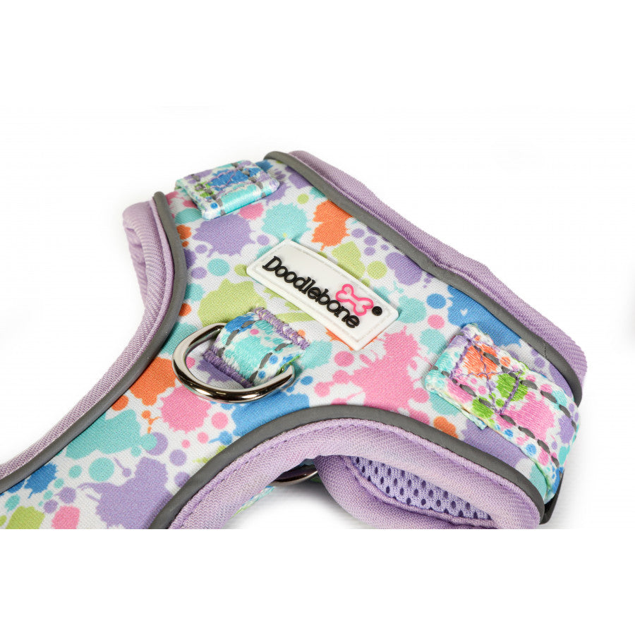 Doodlebone Adjustable Airmesh Dog Harnesses Pastel Paint Splat 5 Sizes