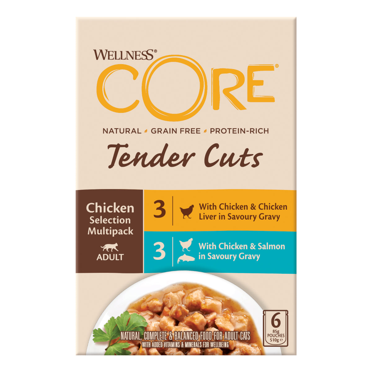 Wellness CORE Cat Wet Adult Tender Cuts Chicken Selection Multipack 6 x 85g