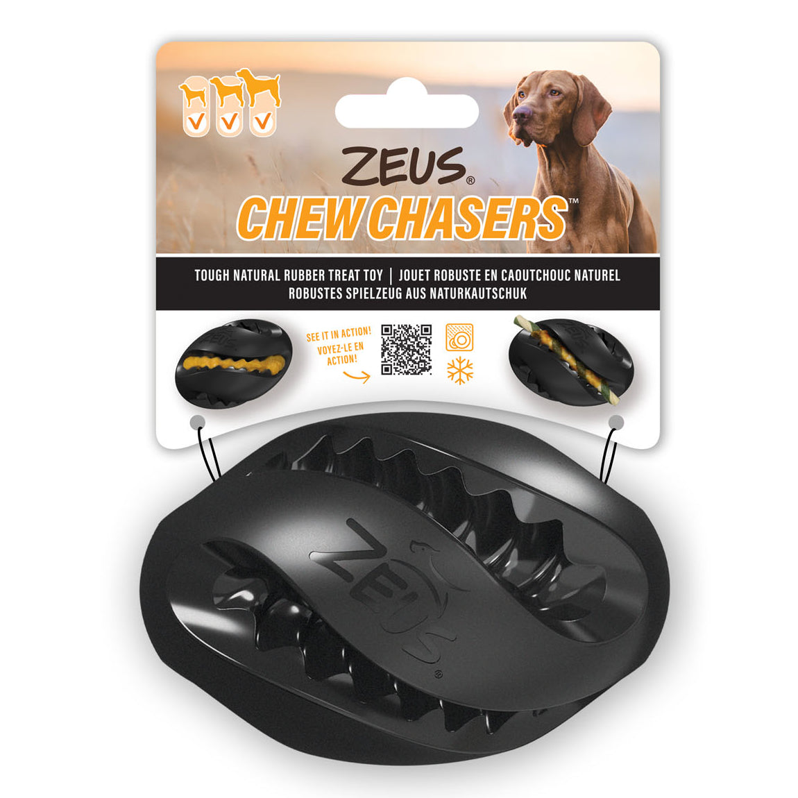 Zeus ChewChasers Dog Toys Treat Rugby Ball