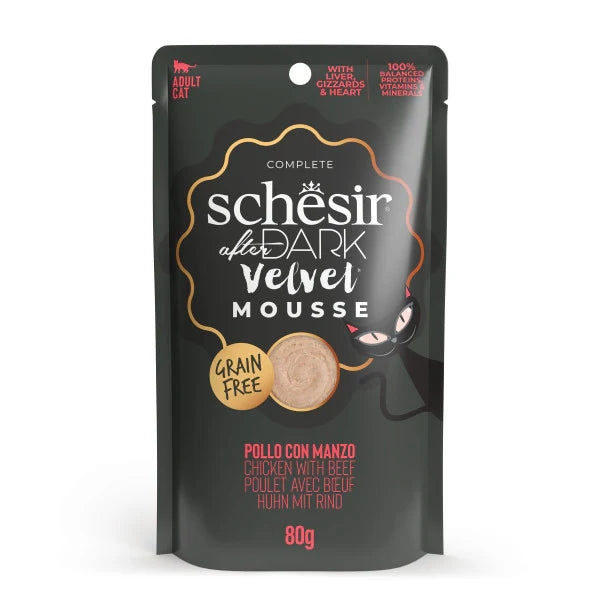 Schesir After Dark Velvet Mousse Adult Cat Chicken & Beef 12 x 80g