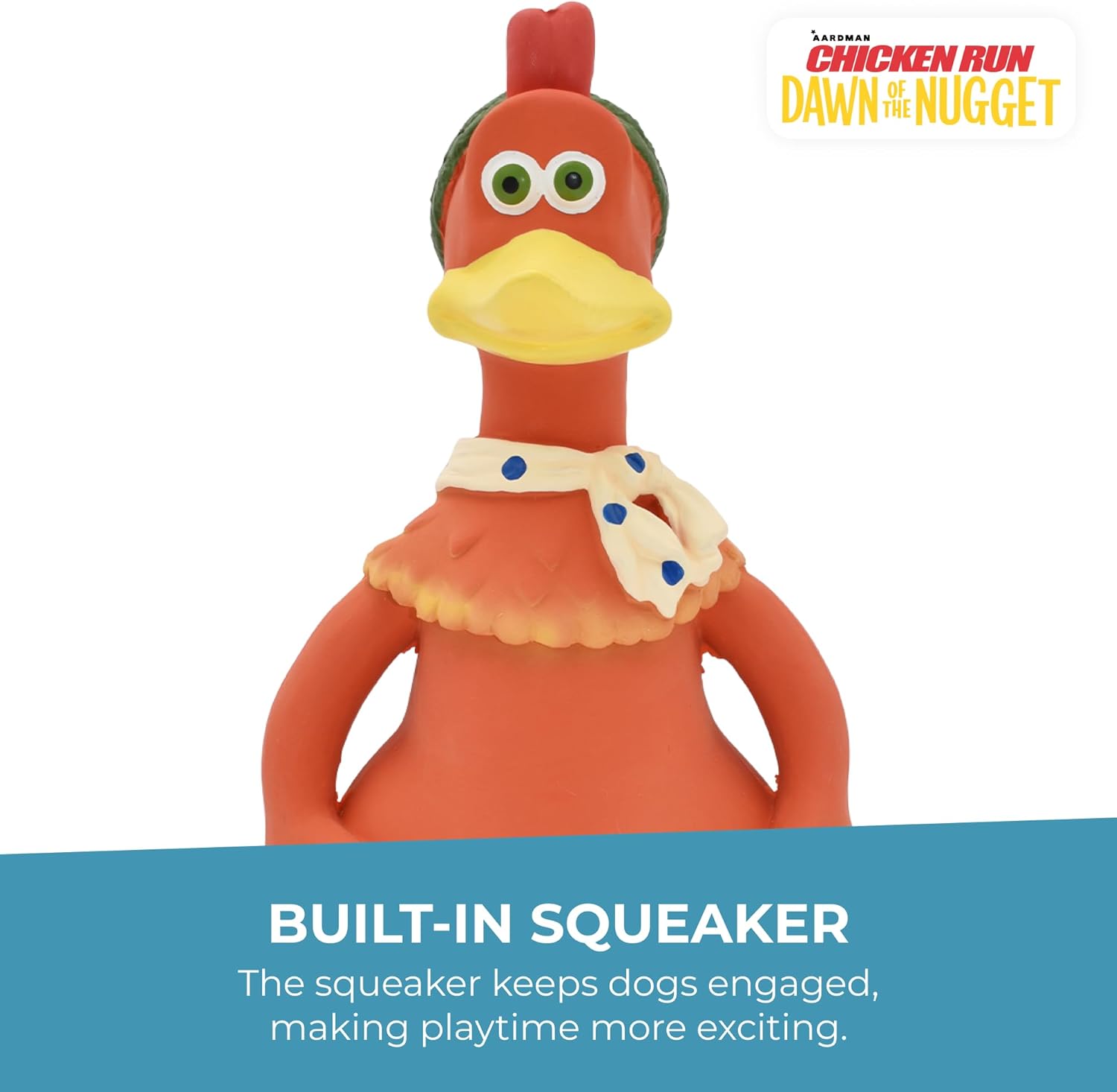 Multipet Chicken Run Ginger Latex Dog Toy | Durable Squeaky Rubber Toy