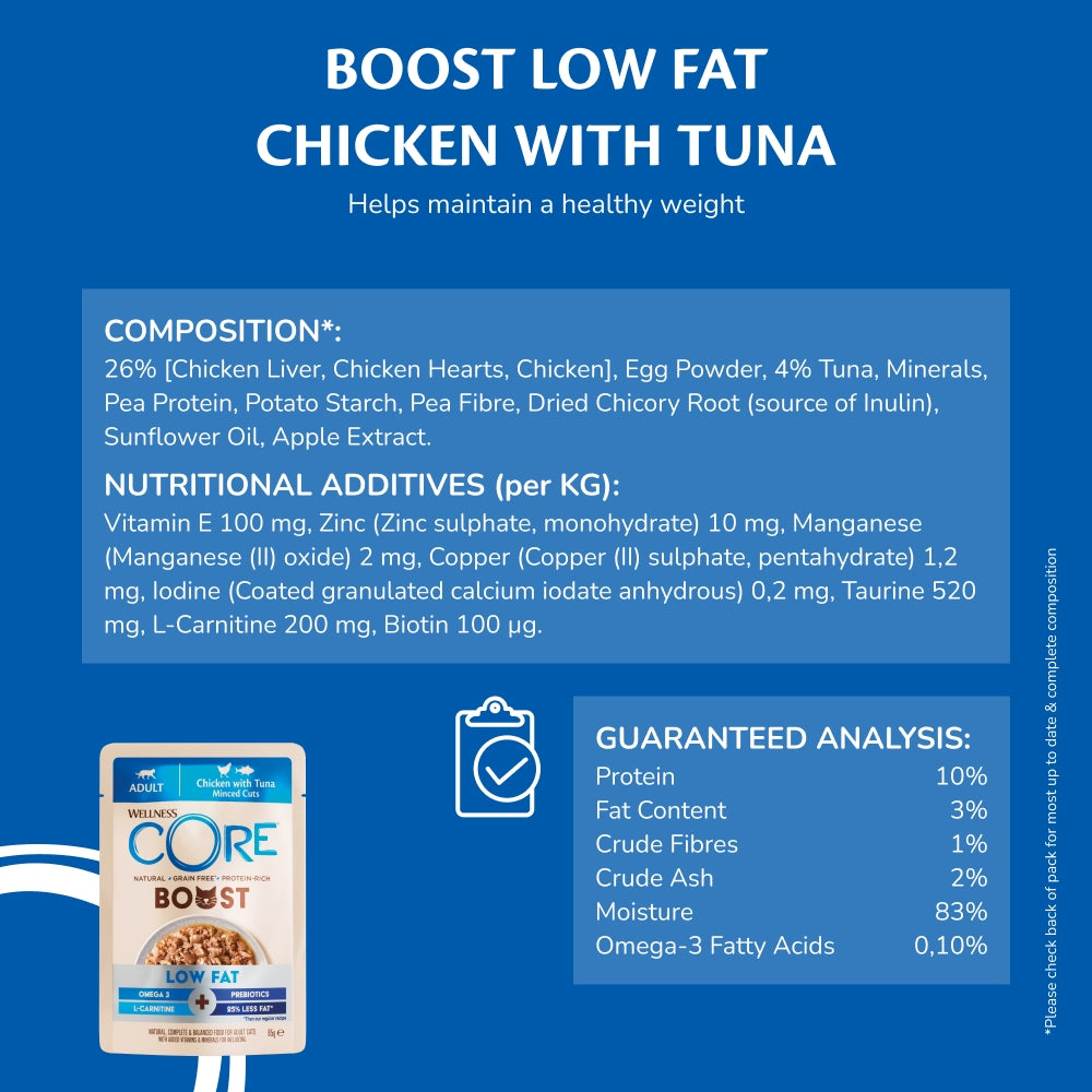 Wellness CORE Cat Boost Low Fat Chicken with Tuna 14 x 85g