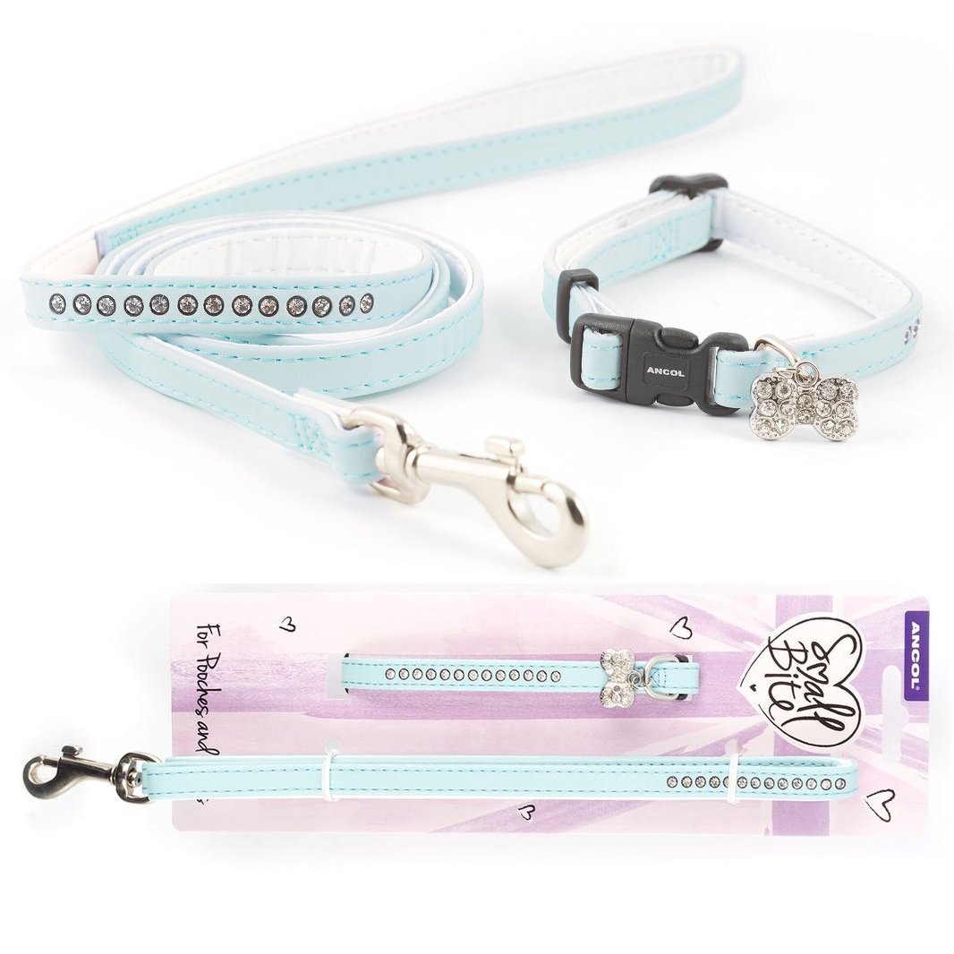 Ancol Puppy Small Bite Dog Collar & Lead Set Deluxe Jewel Blue