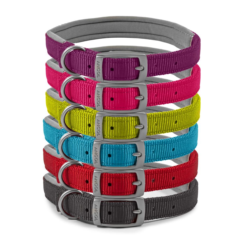 Ancol Viva Dog Collars Buckle Nylon Neoprene Padded Lime 5 Sizes