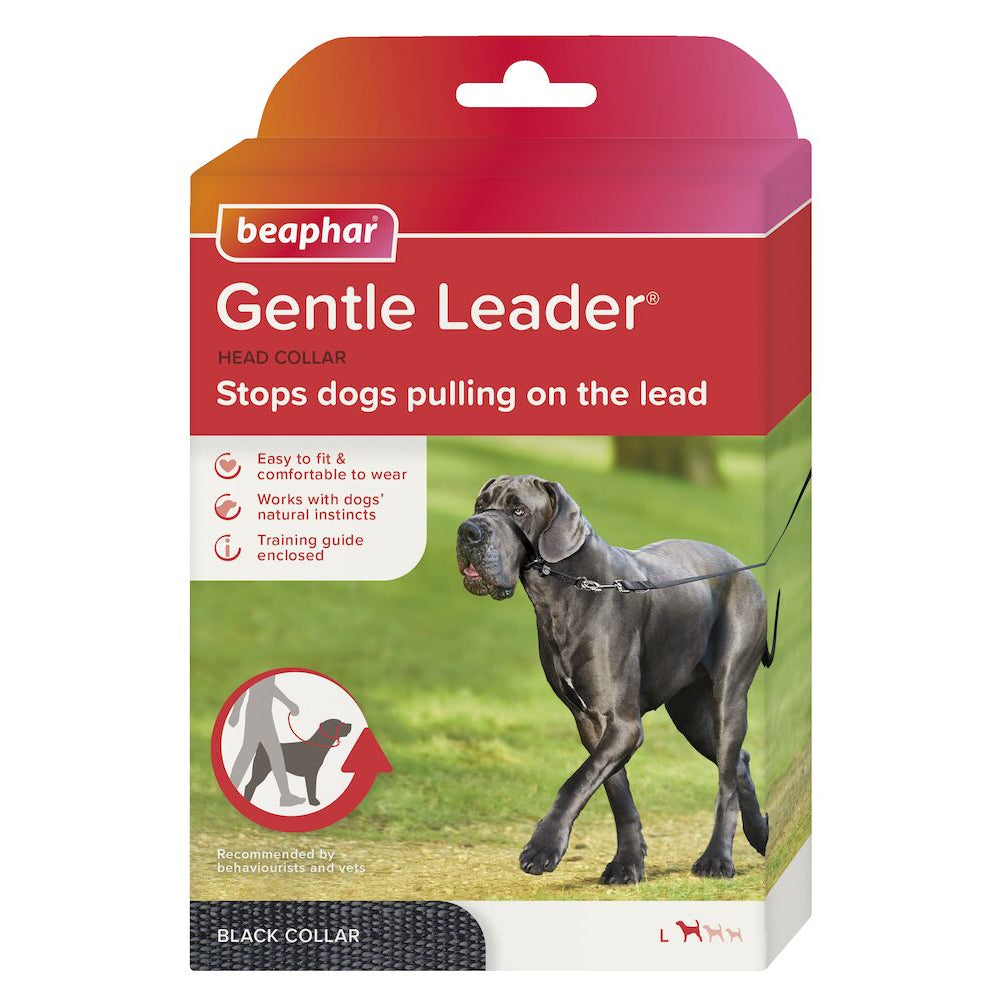 Beaphar Gentle Leader Head Collar Dog Lead STOPS Pulling Black 3 Sizes