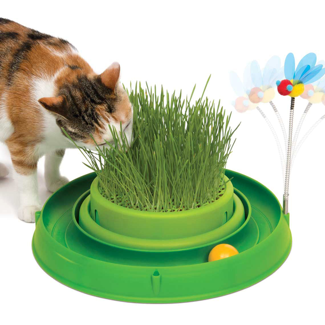 Catit Play Circuit Ball Toy with Cat Grass