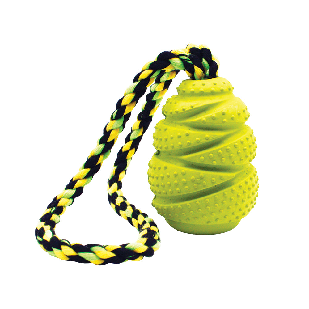 Grrrelli Rubber Tough Dog Toys Treat Fillers Tugger w. Rope 3 Sizes