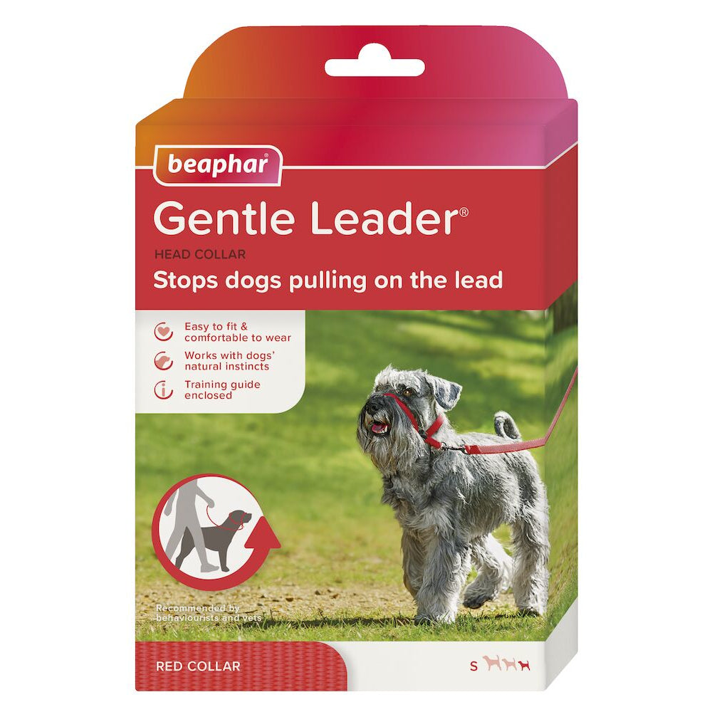 Beaphar Gentle Leader Head Collar Dog Lead STOPS Pulling Red 3 Sizes