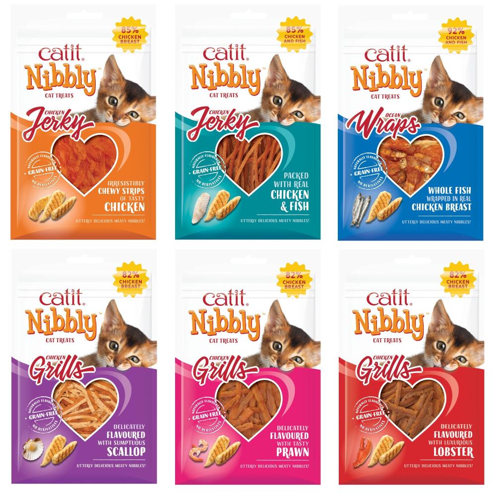 Catit Nibbly Jerky / Wraps / Grills Treats Pack of 6