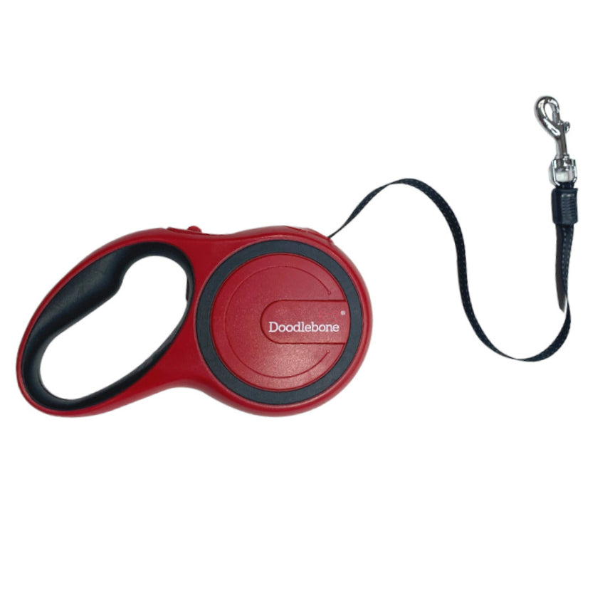 Doodlebone Originals Retractable Dog Leads Ruby/Coal 2 Sizes