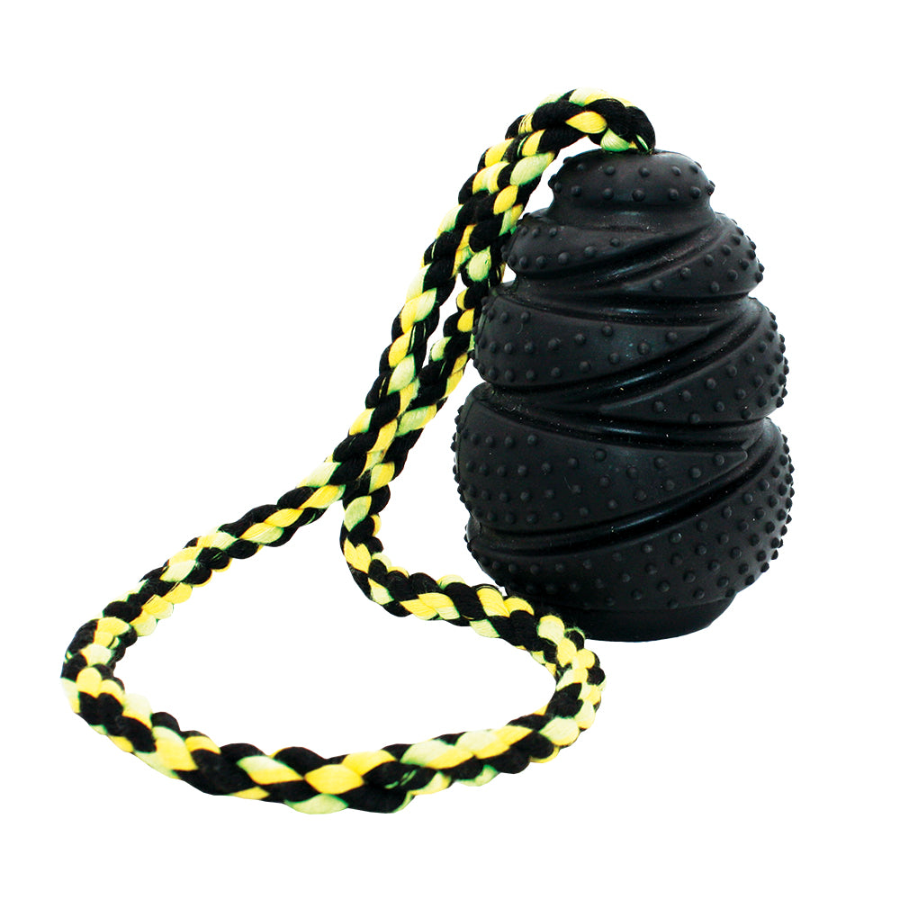 Grrrelli Rubber Tough Dog Toys Treat Fillers Tugger w. Rope 3 Sizes