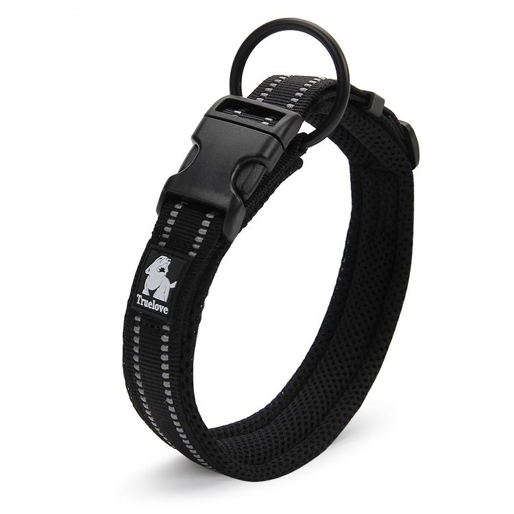 Truelove Dog Puppy Collars Airmesh Reflective Black 8 Sizes