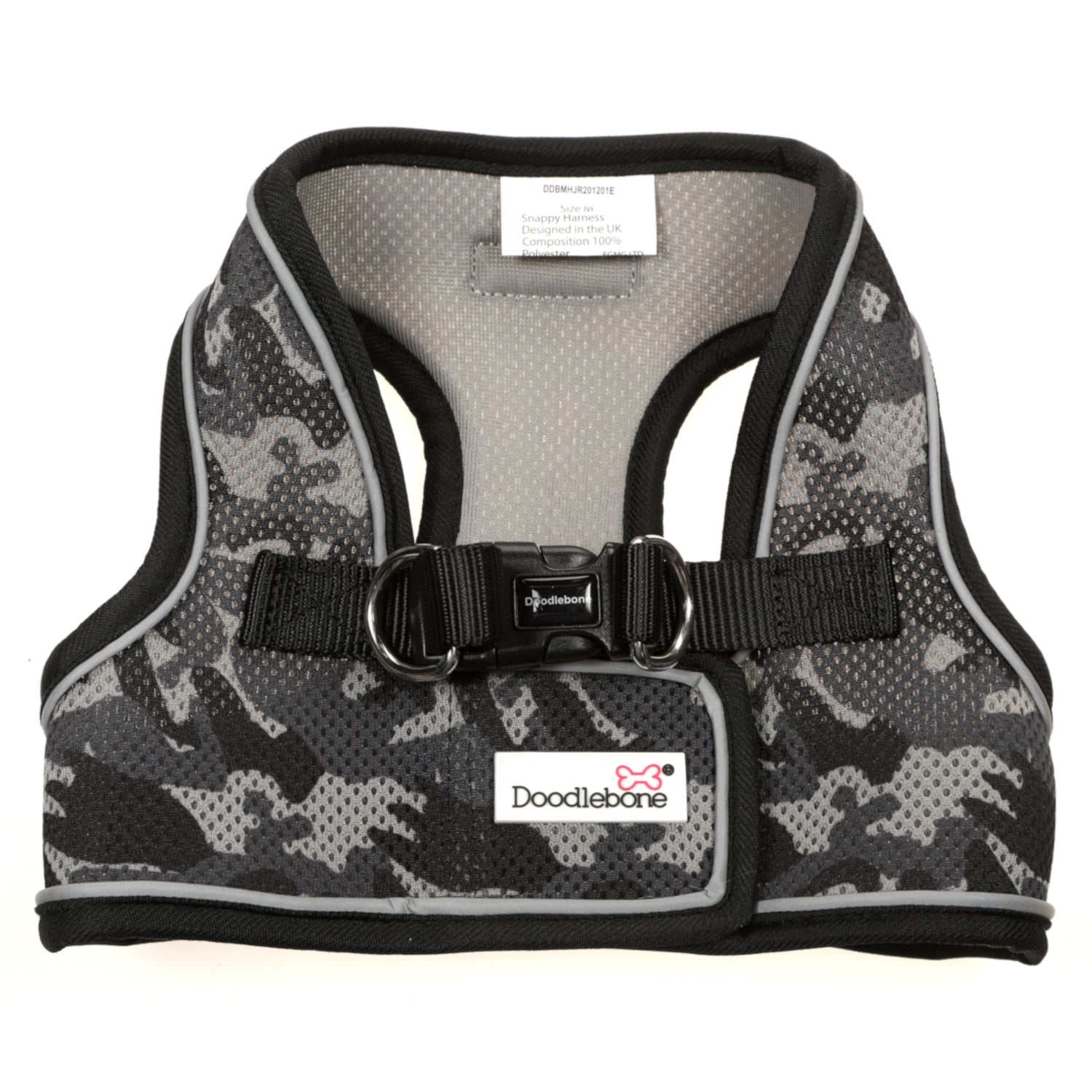 Doodlebone Originals Snappy Pattern Dog Harness Smokey Camo 7 Sizes