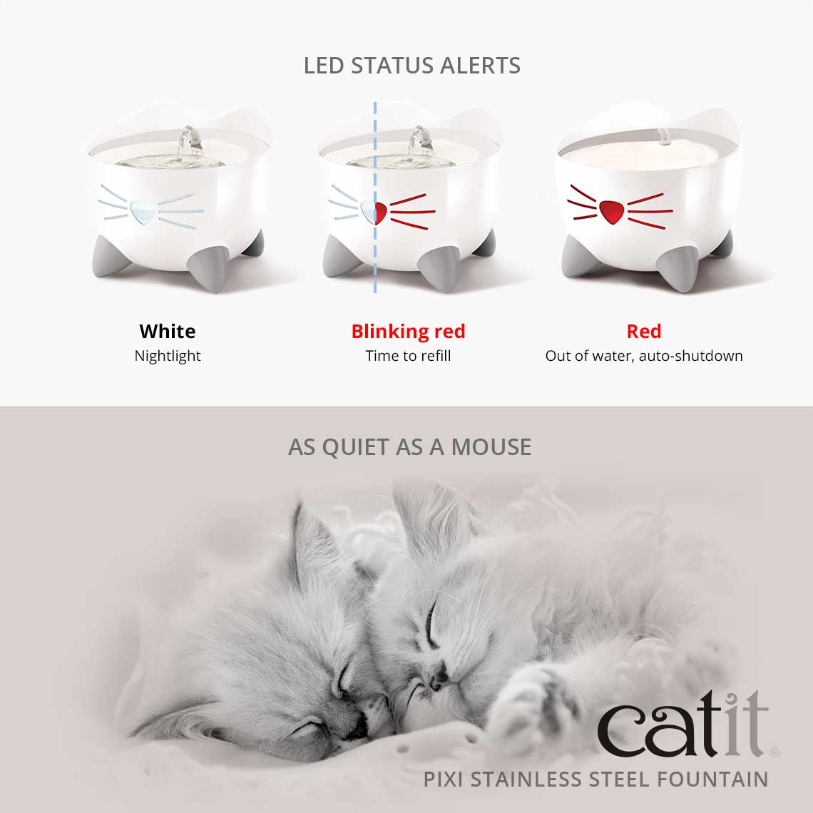 Catit PIXI Stainless Steel Drinking Fountain 2.5L