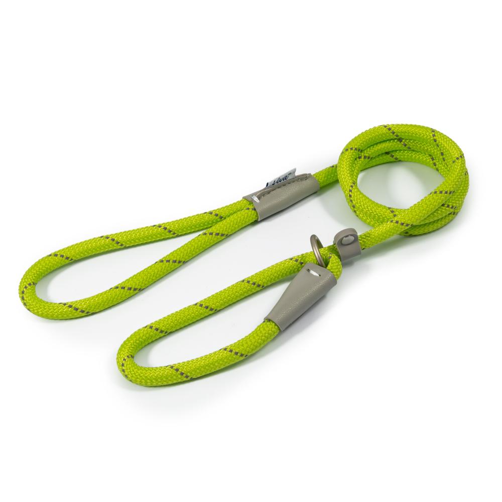 Ancol Viva Dog Rope Slip Lead Reflective Weave Lime 4 Sizes