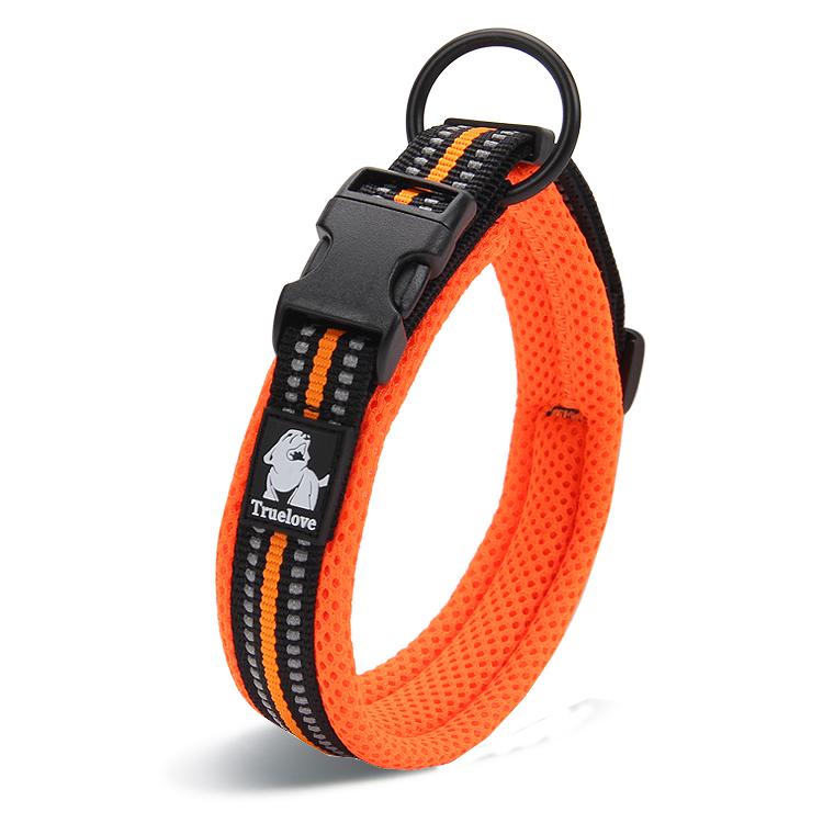 Truelove Dog Puppy Collars Airmesh Reflective Orange 8 Sizes