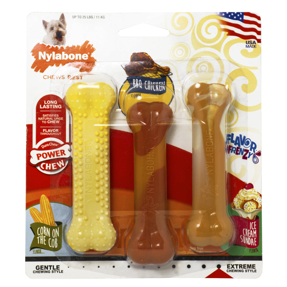 Nylabone Summer BBQ Chicken / Vanilla / Corn Extreme Bone Small Pack of 3