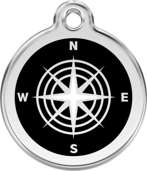 Red Dingo Enamel Dog & Cat ID Tags Compass Black