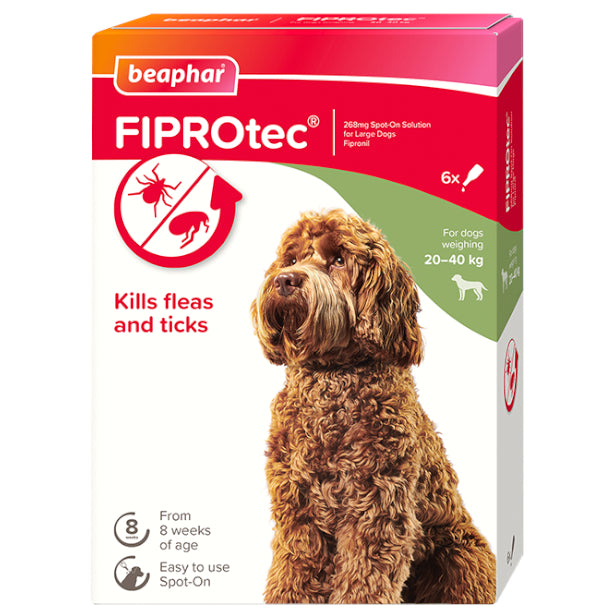 Beaphar Fiprotec Spot On Flea / Tick Treatment Solution for Large Dogs Packs 1/4/6