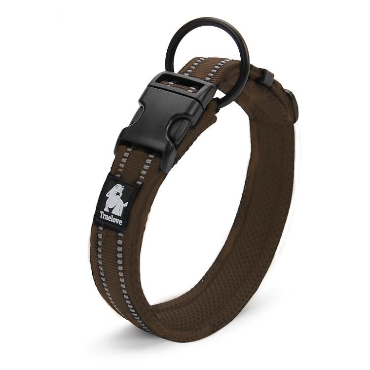 Truelove Dog Puppy Collars Airmesh Reflective Brown 8 Sizes