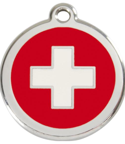 Red Dingo Enamel Dog & Cat ID Tags Switzerland Flag