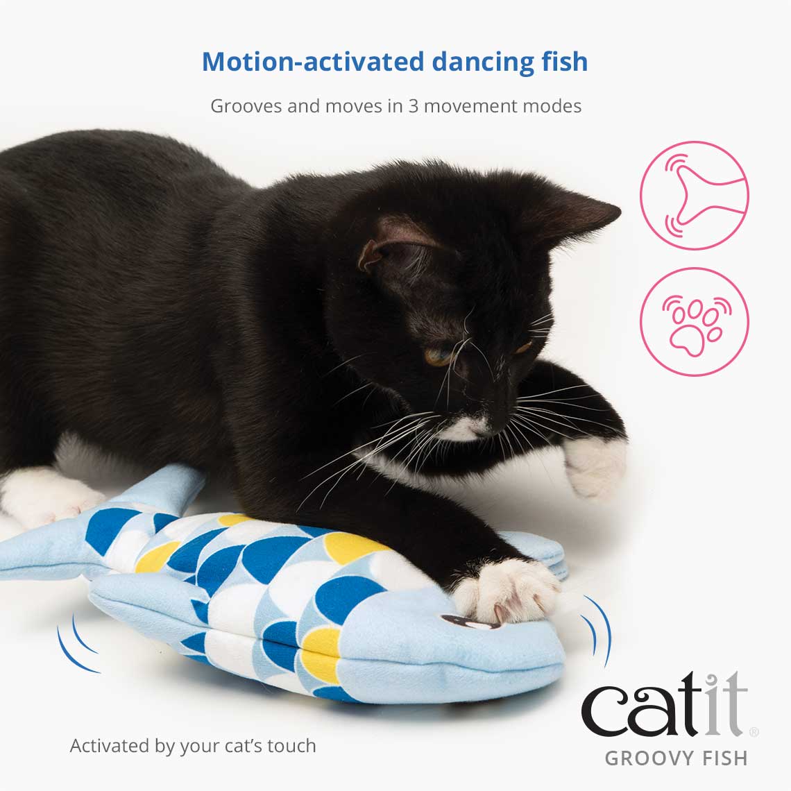 Catit Motion-activated Dancing Groovy Fish with Catnip 2 Colours