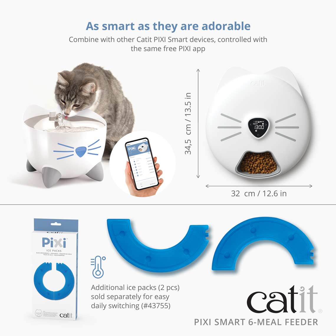 Catit Pixi Smart 6 Meal Feeder Cat Bowl with Bluetooth App