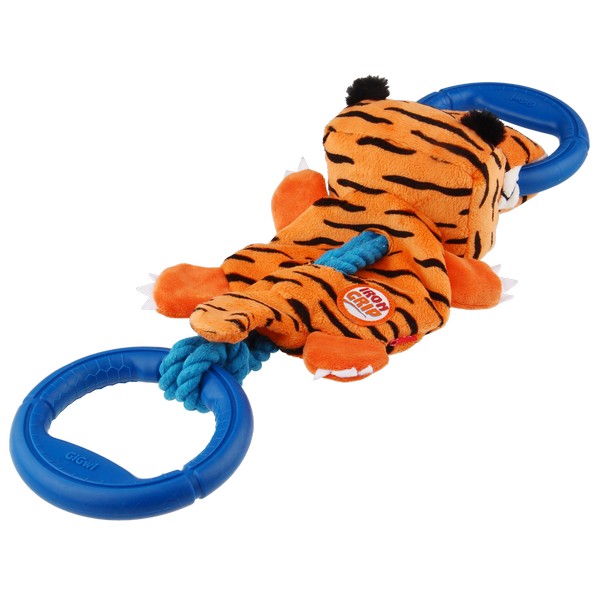 GiGwi Iron Grip Tiger Plush Tug Toy with TPR Handle